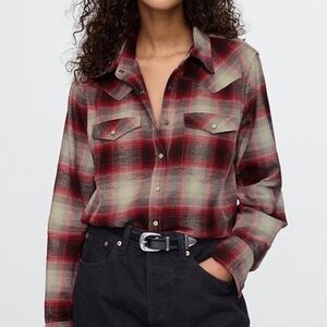 GAP Red and Black Plaid Button-Down Shirt